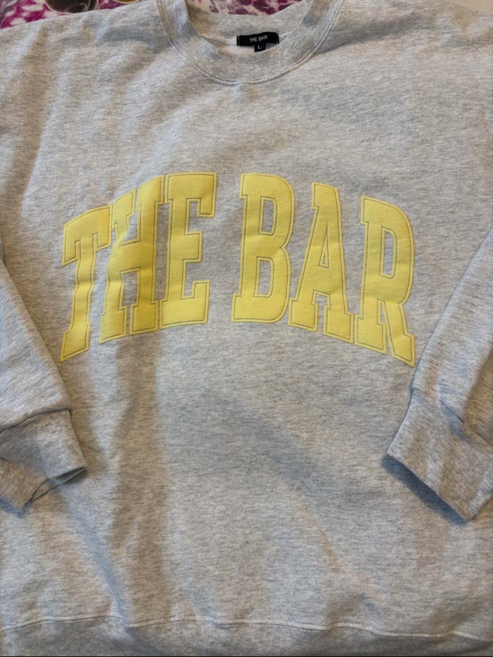 The Bar Gray Sweatshirt with Yellow Lettering